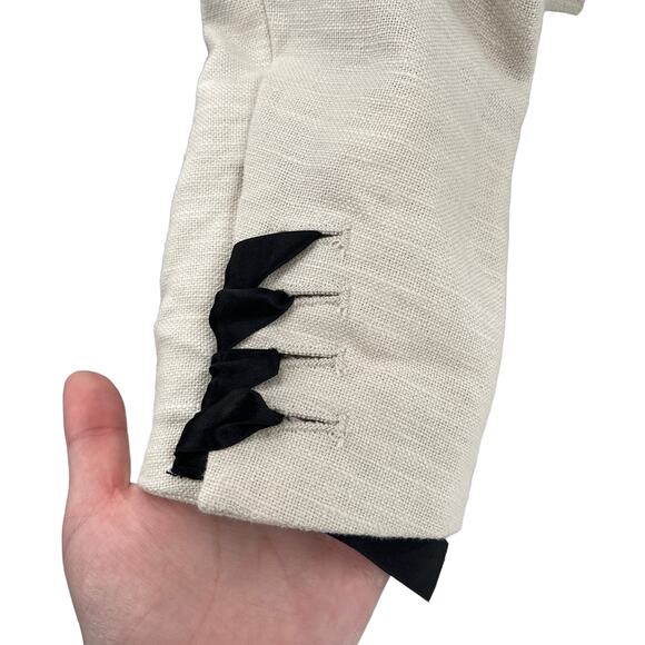 Kinder Aggugini for Macy's Cream Linen Military Black Trim Ribbon Cuff Blazer XS - Picture 3 of 12